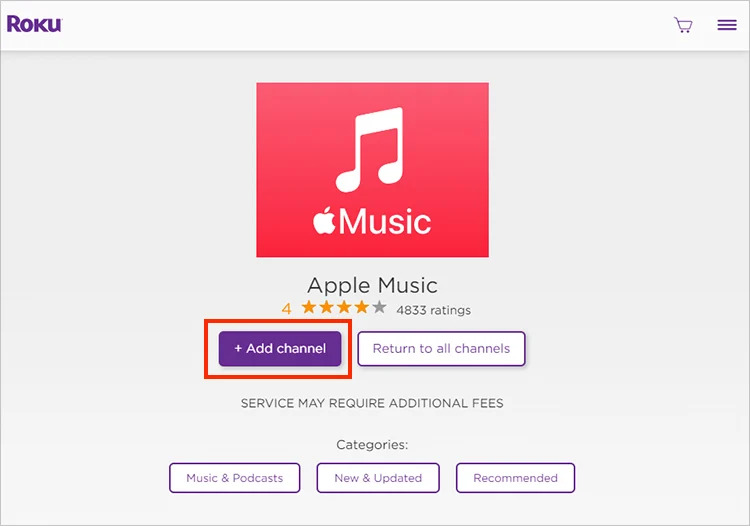 Add Apple Music App on Roku